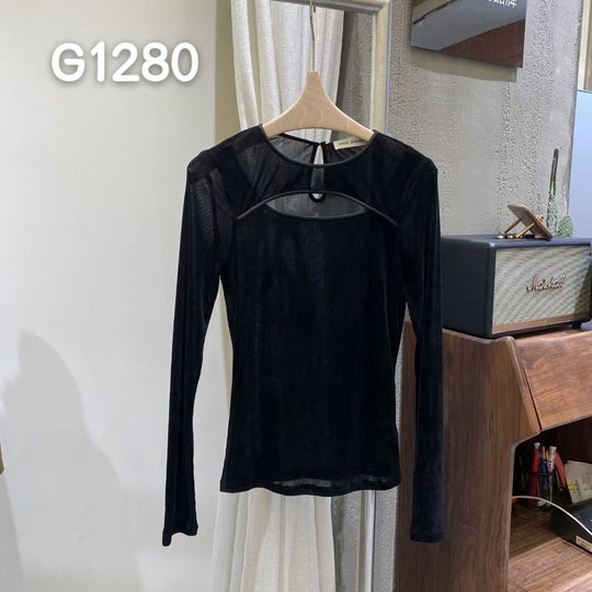 Damen Elegante Corsage-Bluse mit transparenten Ärmeln R&B