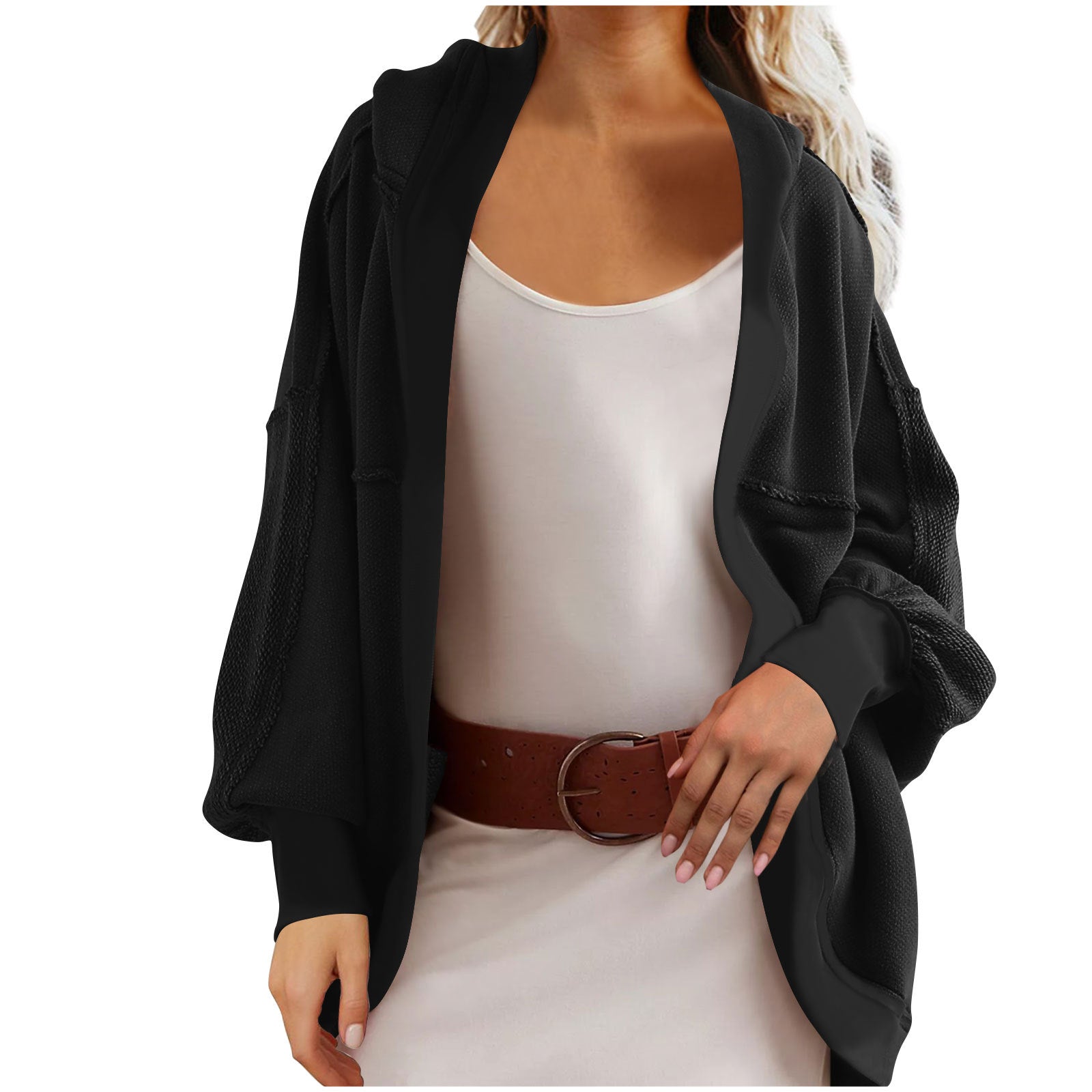 Damen Lässige Strickjacke mit weit geschnittenen Ärmeln und lässigem Schnitt