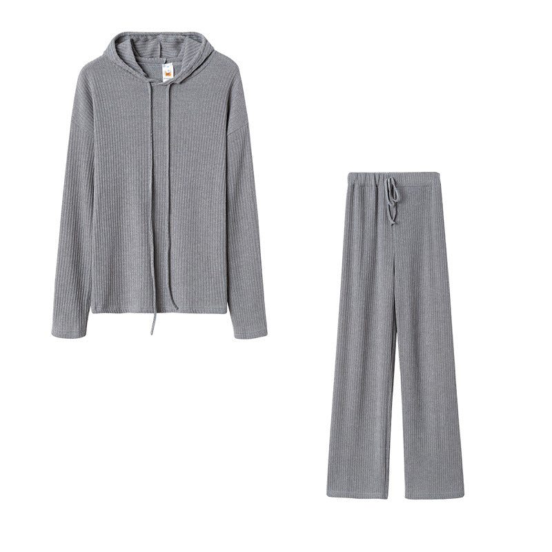 Damen Relaxed Fit Sweater-Set mit Kapuze und weiten Hosen R&B