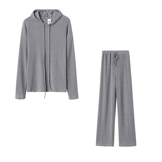 Damen Relaxed Fit Sweater-Set mit Kapuze und weiten Hosen R&B
