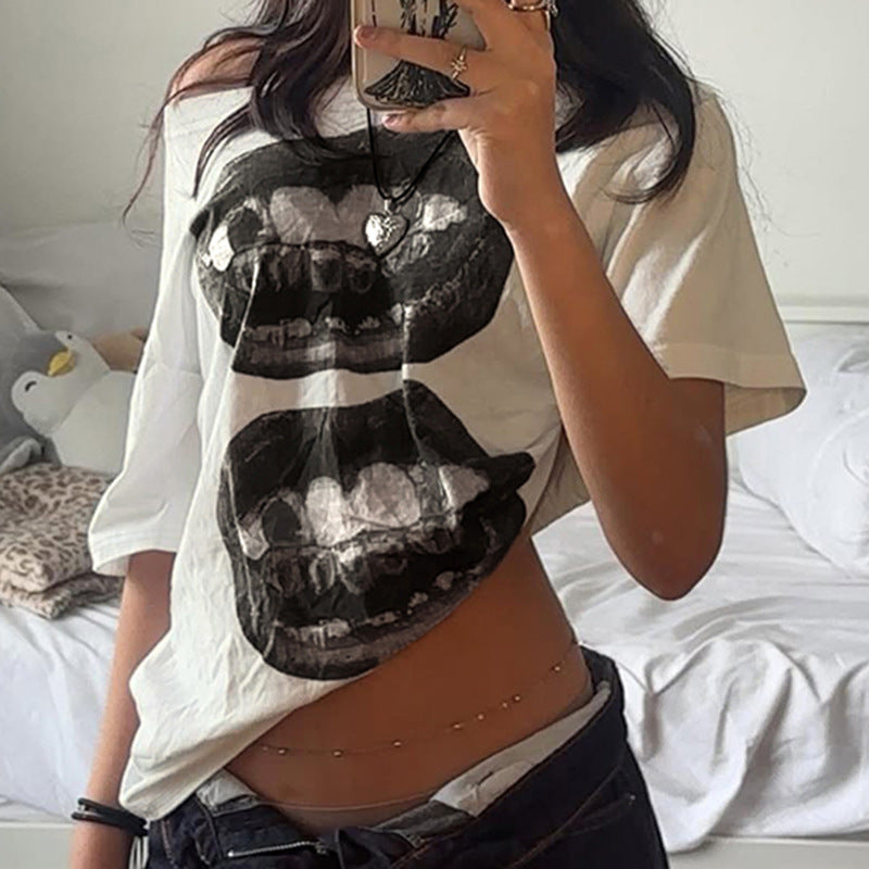 Damen Kreatives Oversized T-Shirt mit grafischem Druck R&B