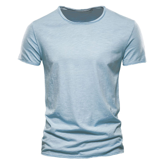 Herren nan leichtes Baumwollshirt mit Rundhalsausschnitt und schlanker Passform R&B