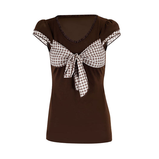 Damen Bluse mit Knoten-Design und Rüschendetails R&B