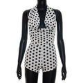 Damen Eleganter Playsuit mit tiefem V-Ausschnitt und modernem Punkte-Muster R&B