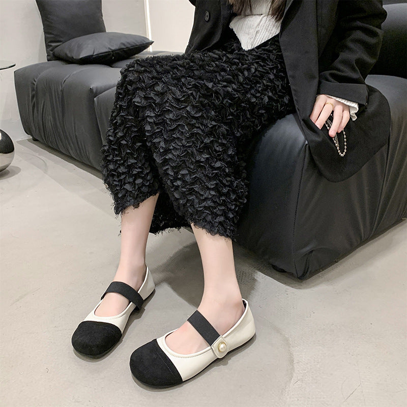 Damen Komfortable Ballerinas mit dekorativem Riemen und Perlenausschnitt R&B