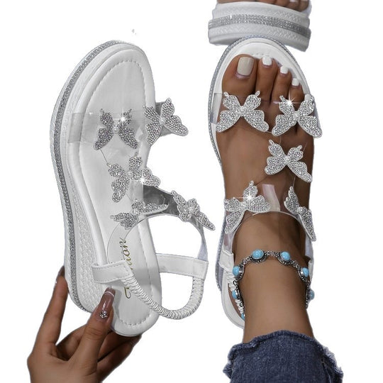 Damen Wedge-Sandalen mit dekorativen Schmetterlings-Details R&B