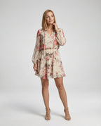 Damen Blumenkleid Mini mit Volants