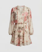 Damen Blumenkleid Mini mit Volants