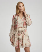 Damen Blumenkleid Mini mit Volants