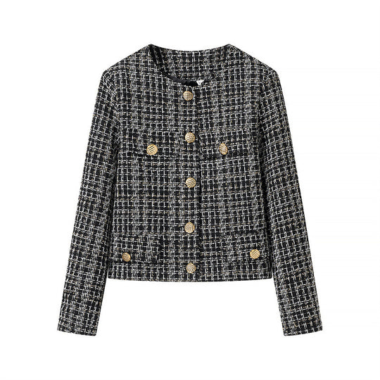 Damen elegante Tweedjacke mit goldenen Knöpfen R&B
