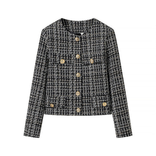 Damen elegante Tweedjacke mit goldenen Knöpfen R&B