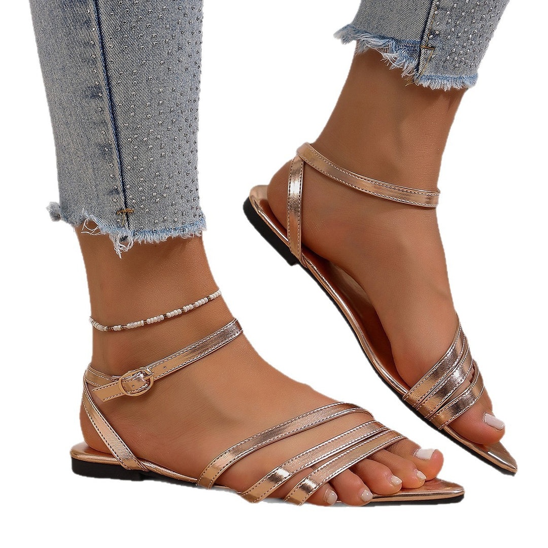 Damen Flache Sandalen mit elegantem Riemendesign und komfortabler Fußbettgestaltung R&B