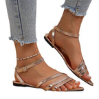 Damen Flache Sandalen mit elegantem Riemendesign und komfortabler Fußbettgestaltung