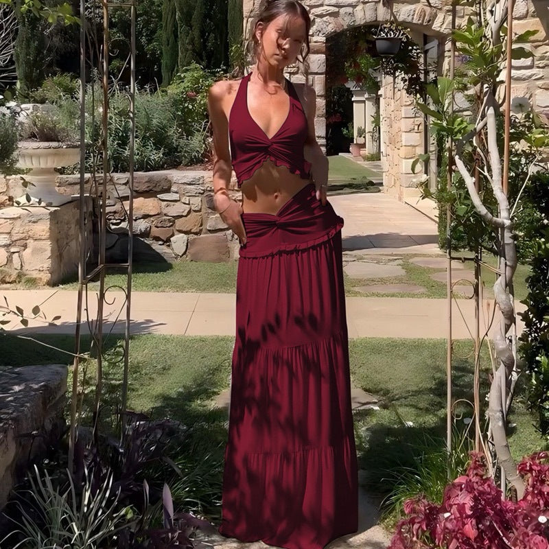 Damen Maxikleid mit verspieltem Cut-Out und Rüschendetails R&B