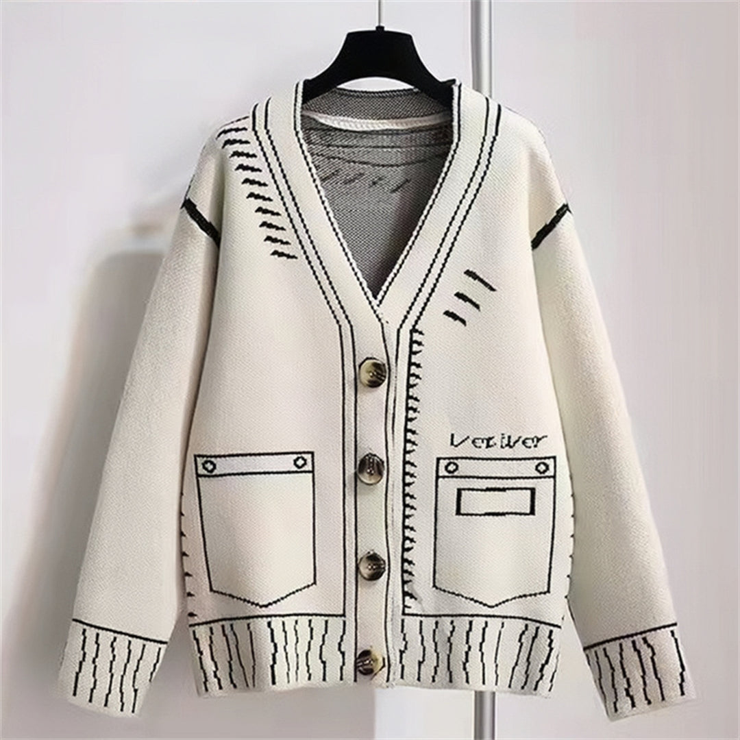Damen Strickjacke mit kreativem Design und hochwertigen Knöpfen R&B