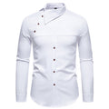 Herren Modisches Langarm-Hemd mit asymmetrischem Kragen und eleganten Knopfdetails