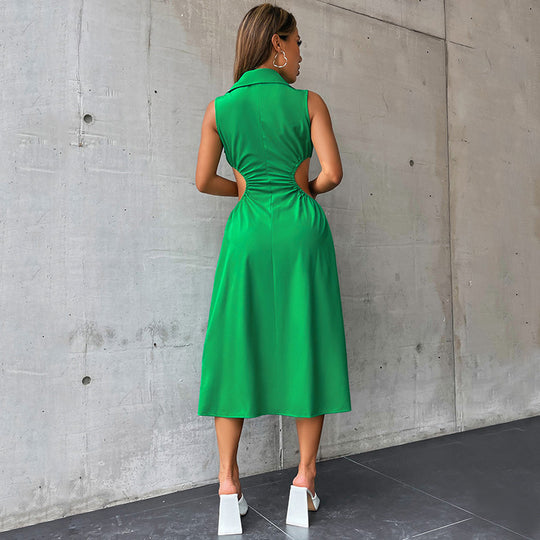 Damen elegantes Maxikleid mit tailliertem Design und raffinierten Cut-Outs R&B