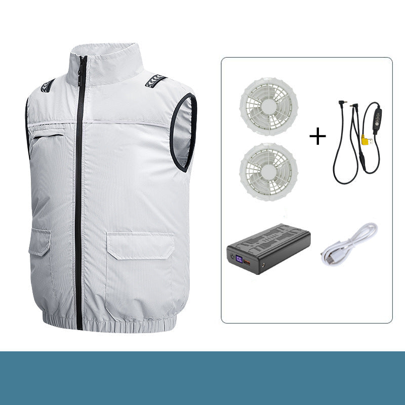 Unisex nan leichte kühlende Arbeitsweste mit integrierten Ventilatoren und externem Akku R&B