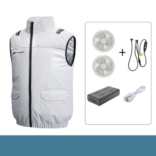 Unisex nan leichte kühlende Arbeitsweste mit integrierten Ventilatoren und externem Akku R&B