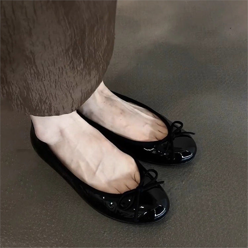 Damen Ballerinas aus glänzendem, strukturiertem Obermaterial R&B
