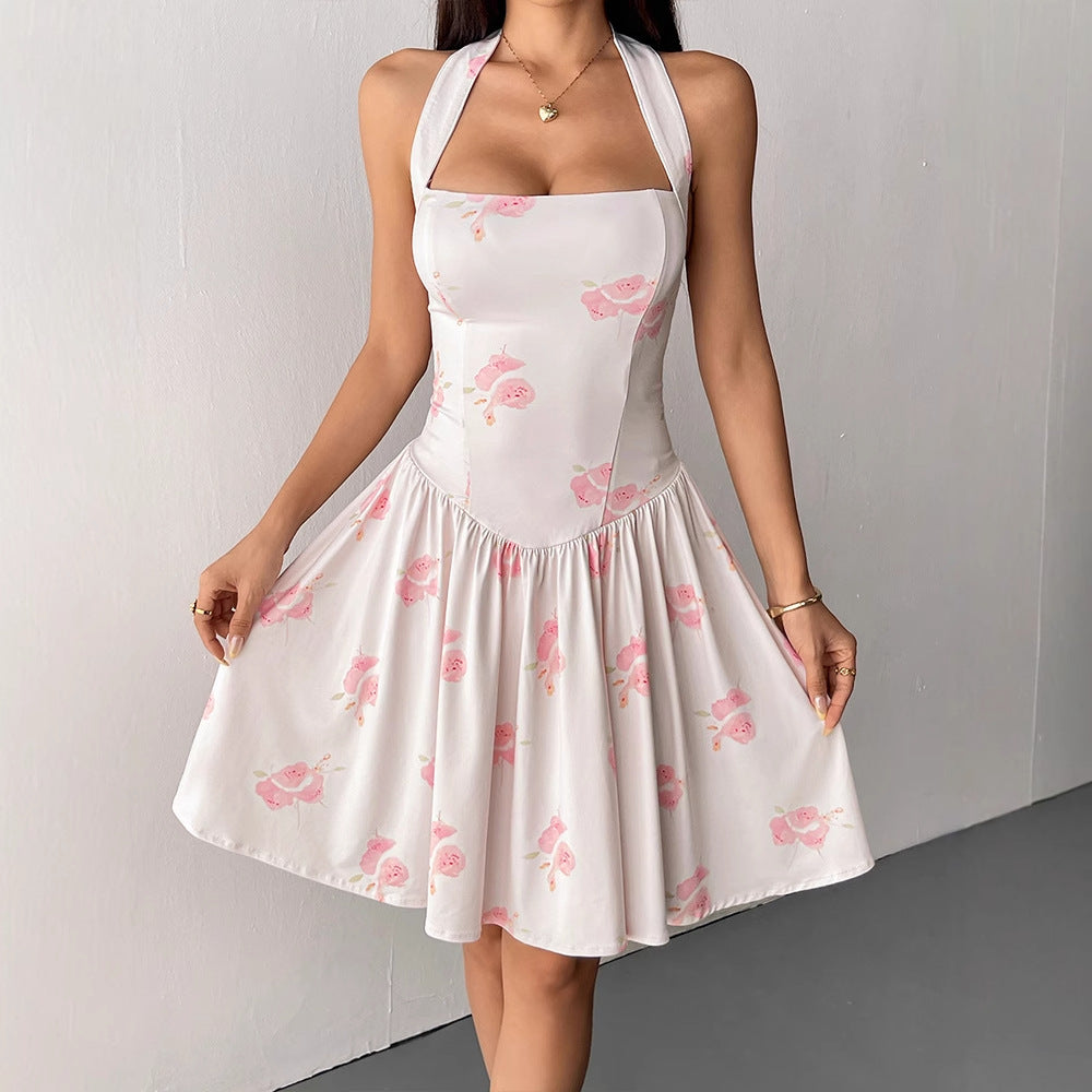 Damen Sommerliches Neckholderkleid mit floralem Design und taillierter Silhouette R&B