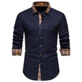 Herren Elegantes Langarmhemd mit Kontrastdetails R&B