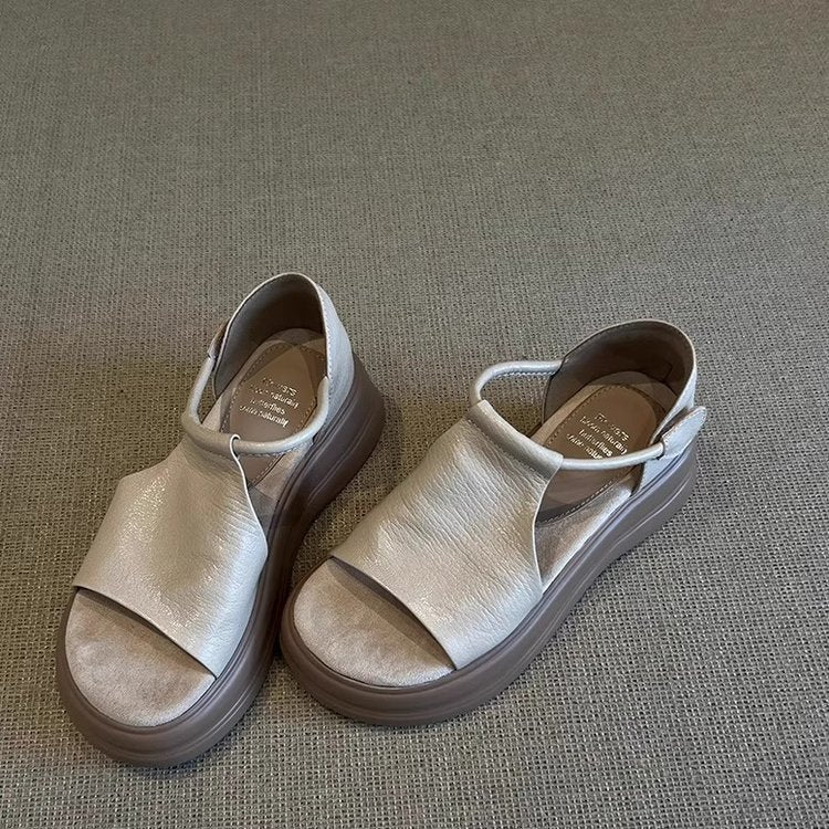 Damen bequeme Sandalen mit elastischem Riemen und komfortablem Fußbett R&B