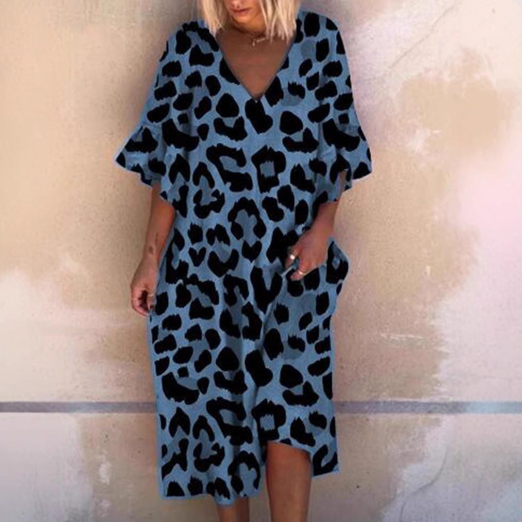 Damen Ärmelloses Kaftan Kleid im Leopardenmuster R&B