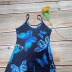Damen Maxikleid mit schimmerndem Schmetterlingsdesign und praktischen Taschen R&B