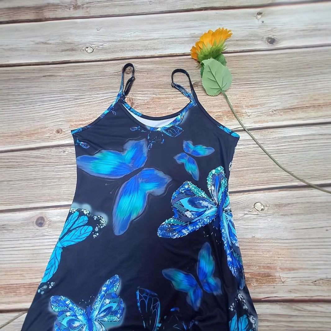 Damen Maxikleid mit schimmerndem Schmetterlingsdesign und praktischen Taschen R&B