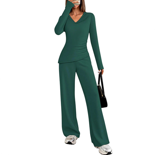 Damen Elegantes Freizeit-Set mit figurschmeichelndem Oberteil und weit geschnittenen Hosen R&B