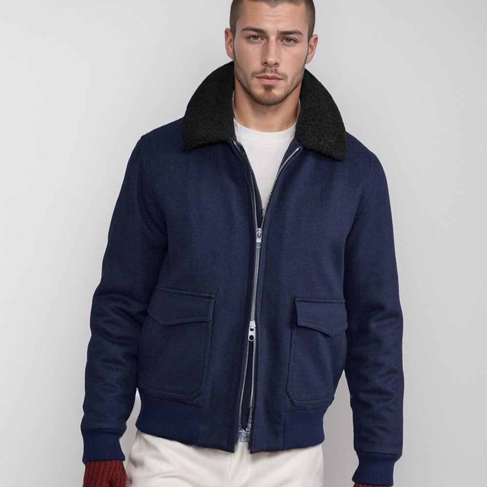 Herren warme Fleecejacke mit Stehkragen und praktischen Taschen R&B
