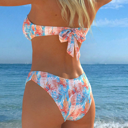Damen Wickel-Bikini-Set mit floralem Design und hohem Bund R&B