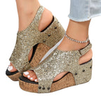 Damen Glitzerndes Keilsandaletten R&B