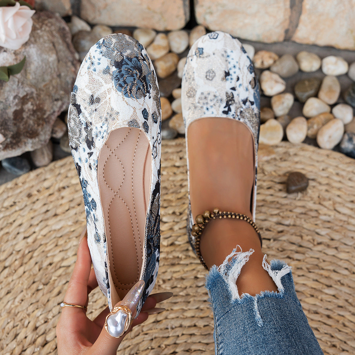 Damen komfortable Slipper mit innovativem Strickdesign R&B