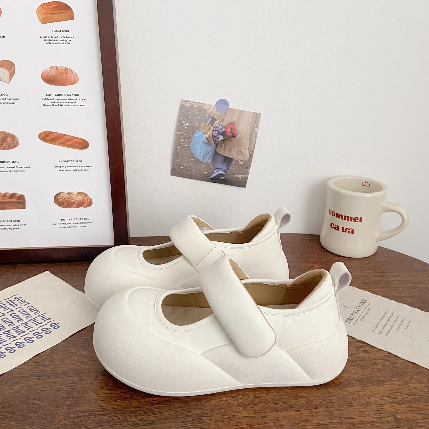 Damen Komfortable Ballerinas mit Klettverschluss
