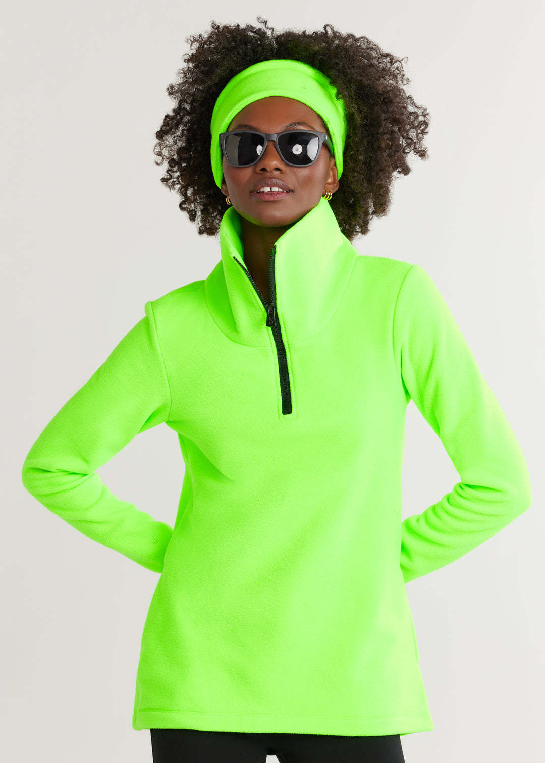 Damen Fleece-Pullover mit Stehkragen und sportlichem Reißverschluss R&B