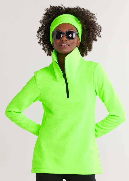Damen Fleece-Pullover mit Stehkragen und sportlichem Reißverschluss R&B