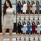 Damen Strickkleid mit strukturiertem Zopfdesign und elegantem Rundhalsausschnitt R&B