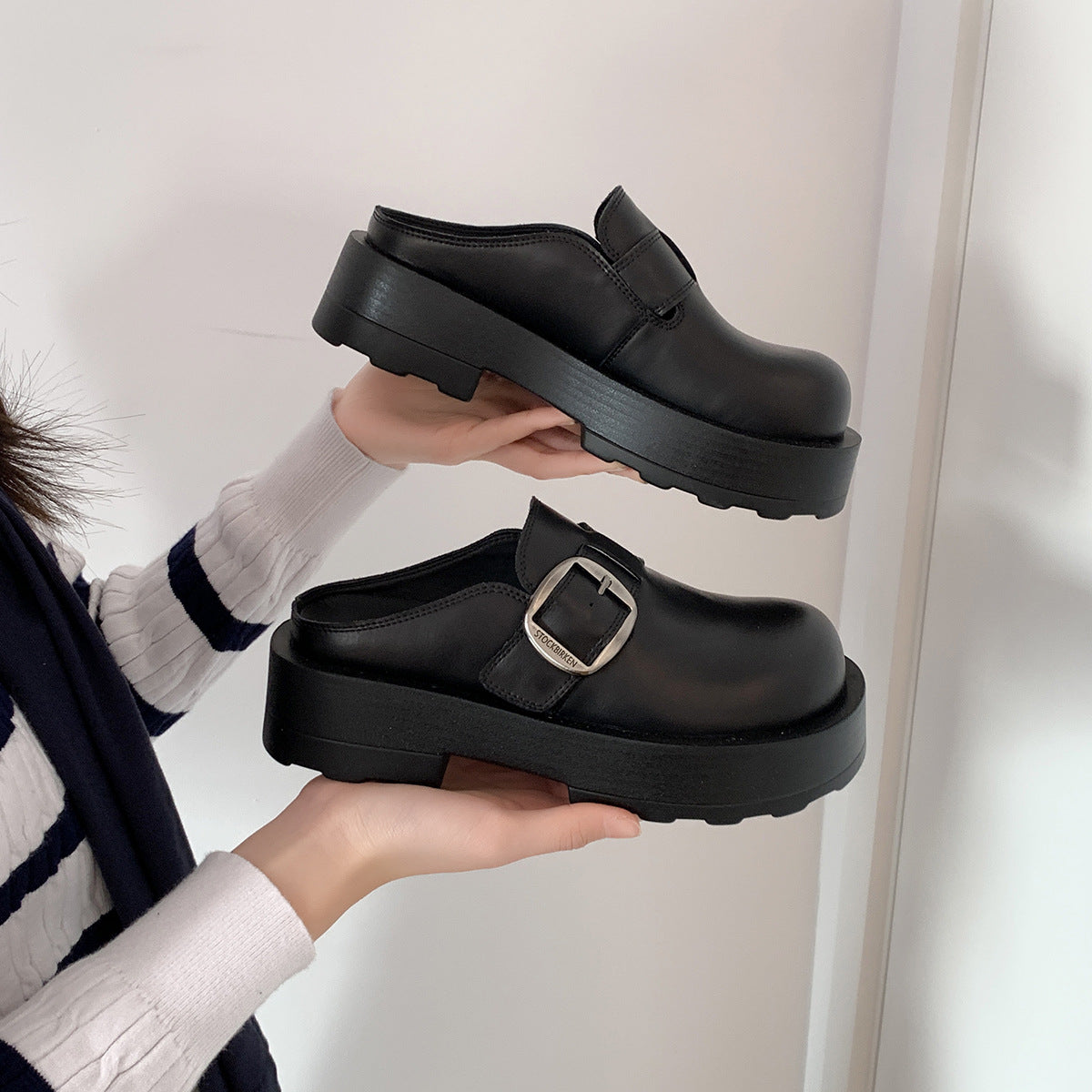 Damen Clogs mit elegantem Schnallenverschluss und rutschfester Sohle R&B