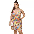 Damen figurbetontes Blumen-Minikleid mit Raffungen R&B