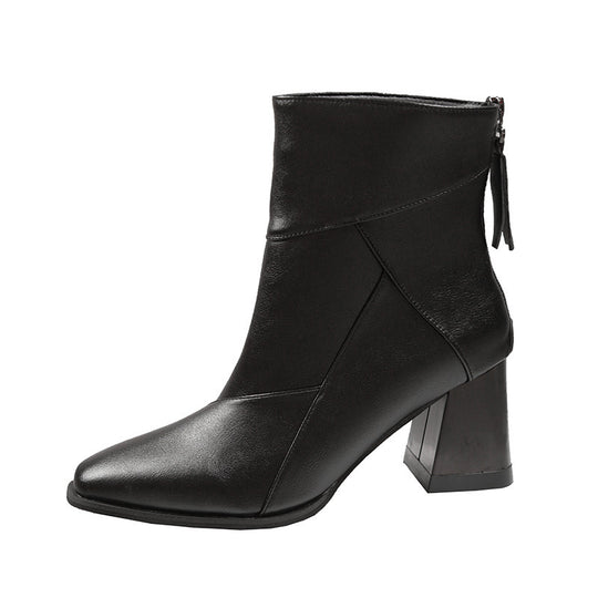 Damen elegante Stiefeletten mit modischem Blockabsatz und seitlichem Reißverschluss R&B