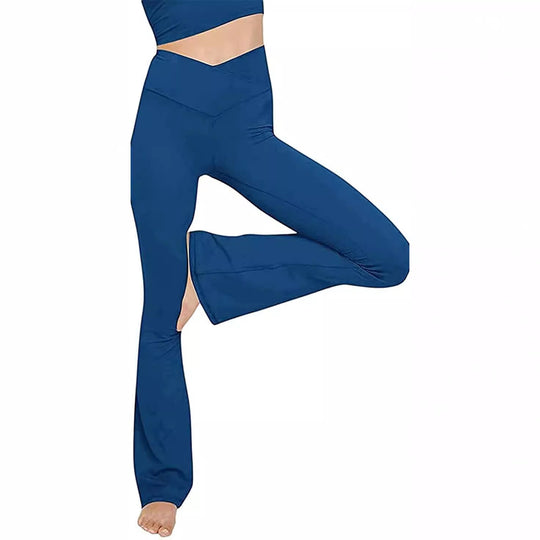 Damen Bootcut Yoga-Hose aus elastischem Material mit hohem Bund R&B