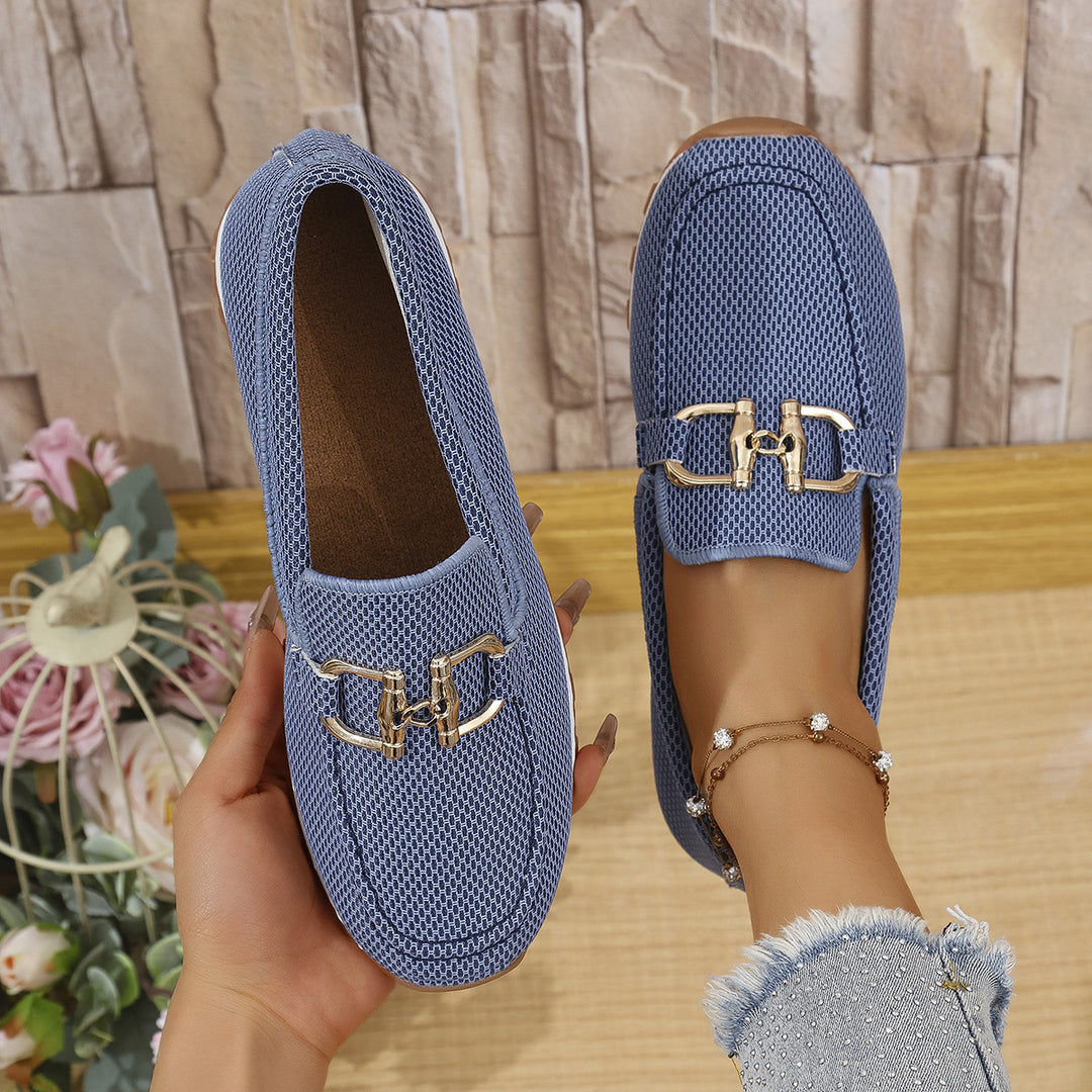 Damen Komfortable Slip-Ons mit atmungsaktivem Mesh-Obermaterial und stilvollen Schnallen R&B