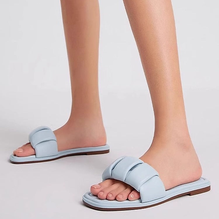 Damen Komfortable Slides mit dekorativem Riemendesign R&B
