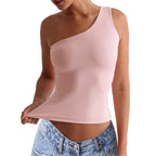 Damen asymmetrisches Trägershirt aus elastischem Material R&B