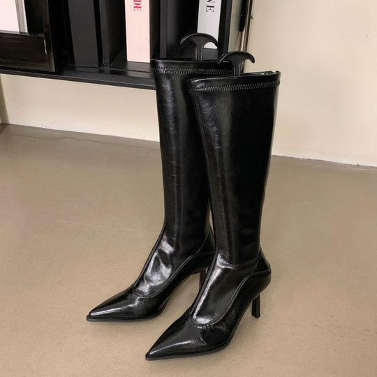 Damen elegante Overknee-Stiefel aus hochwertigem mit spitzem Absatz R&B