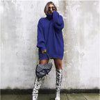 Damen Oversized Strickpullover mit hohem Kragen und Waffelmuster R&B