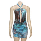 Damen Mini Kleid mit schickem Wickeldesign und tiefem Ausschnitt R&B