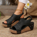 Damen Wedge-Sandalen mit komfortabler Fußbett und elegante Riemen R&B